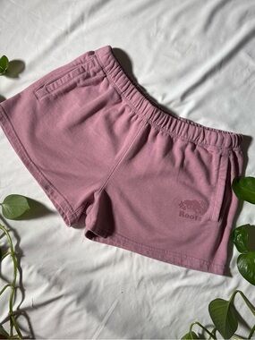 Roots Dusty Pink Fleece Athletic Shorts | Size M